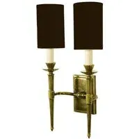 Twin Wall Light - Distressed Brass, Black Shades