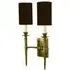Twin Wall Light - Distressed Brass, Black Shades