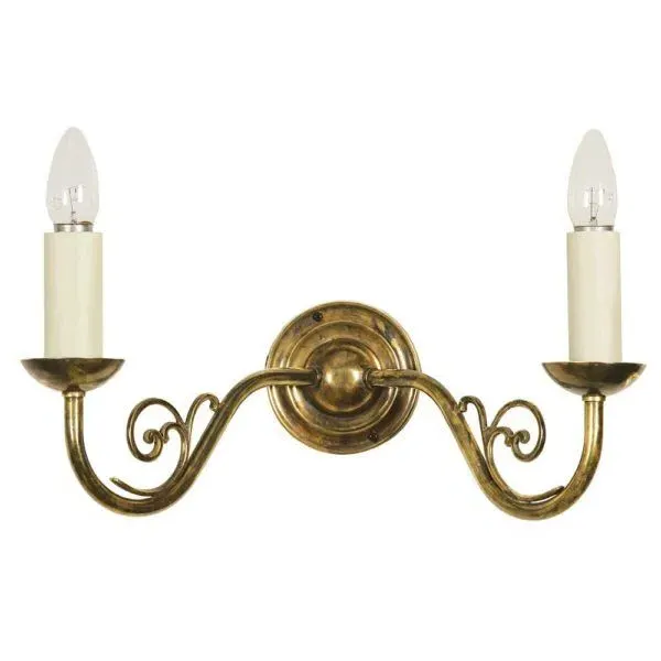 Twin Wall Light with Filigree - Brass, Unlacquered