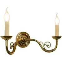 Twin Wall Light with Filigree - Brass, Unlacquered