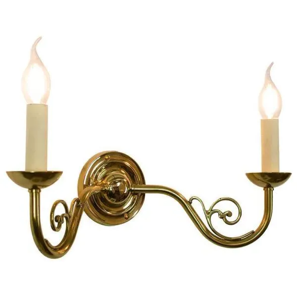 Twin Wall Light with Filigree - Brass, Unlacquered