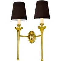Twin Wall Light with Shade - Polished Brass, Black