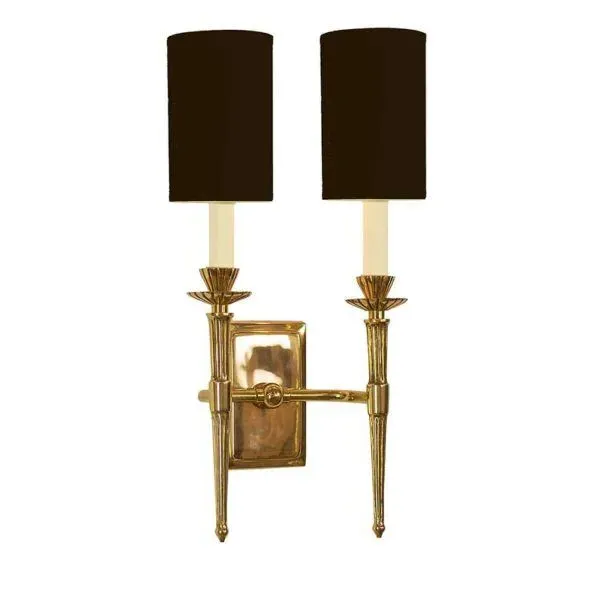 Twin Wall Light with Shades - Polished Brass