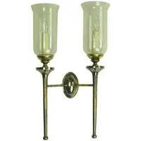 Twin Wall Light with Storm Glass - Polished Nickel
