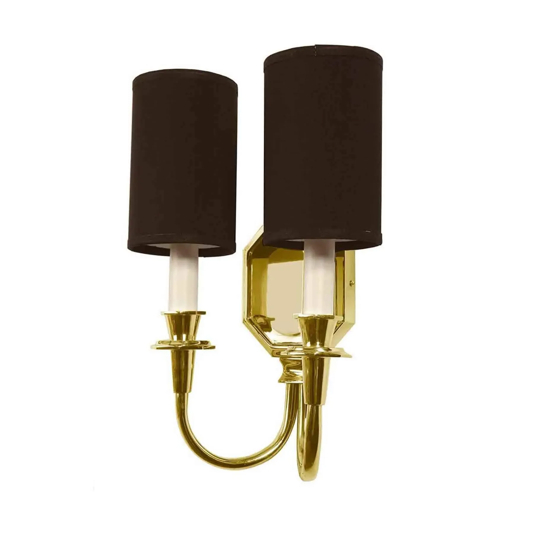 Twin Wall Sconce IP44 Black Shade - Brass