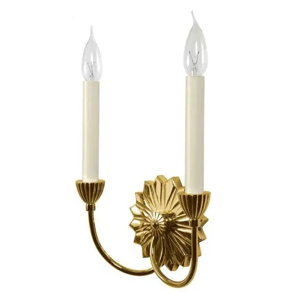 Twin Wall Sconce with Gold Shade - Brass