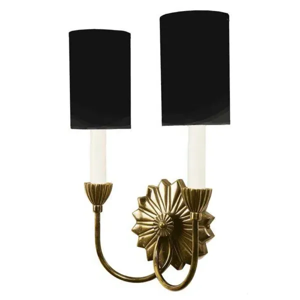 Twin Wall Sconce with Ivory Shade - Brass