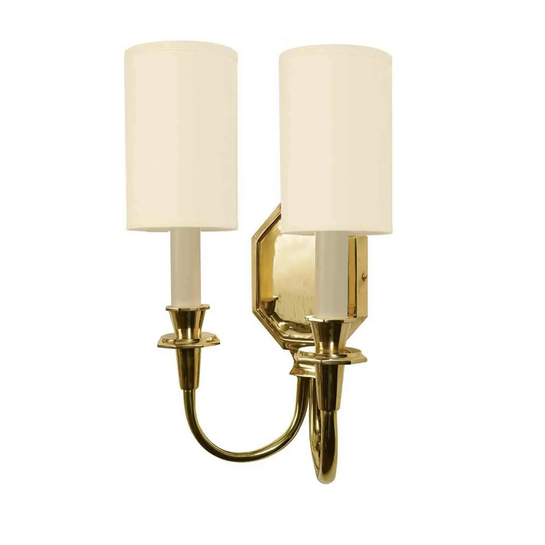Twin Wall Sconce with Ivory Shade - Brass