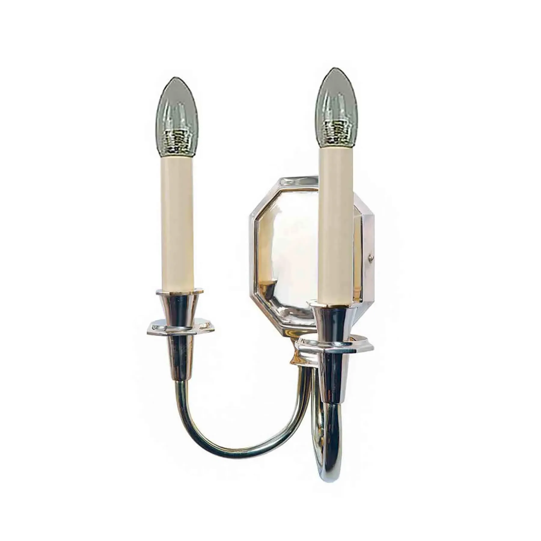 Twin Wall Sconce without Shade - Polished Nickel