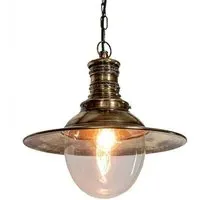 Victoria Pendant Light - Distressed Brass, Clear Glass