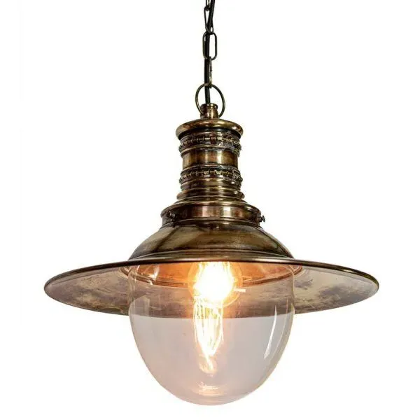Victoria Pendant Light - Distressed Brass, Clear Glass