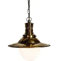 Victoria Pendant Light - Distressed Brass, Opal Glass