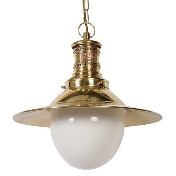 Victoria Pendant Light - Natural Brass, Opal Glass