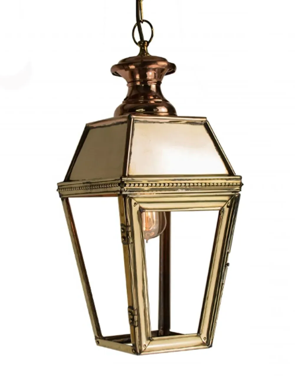 Victorian Pendant Light with Hinged Door - Brass