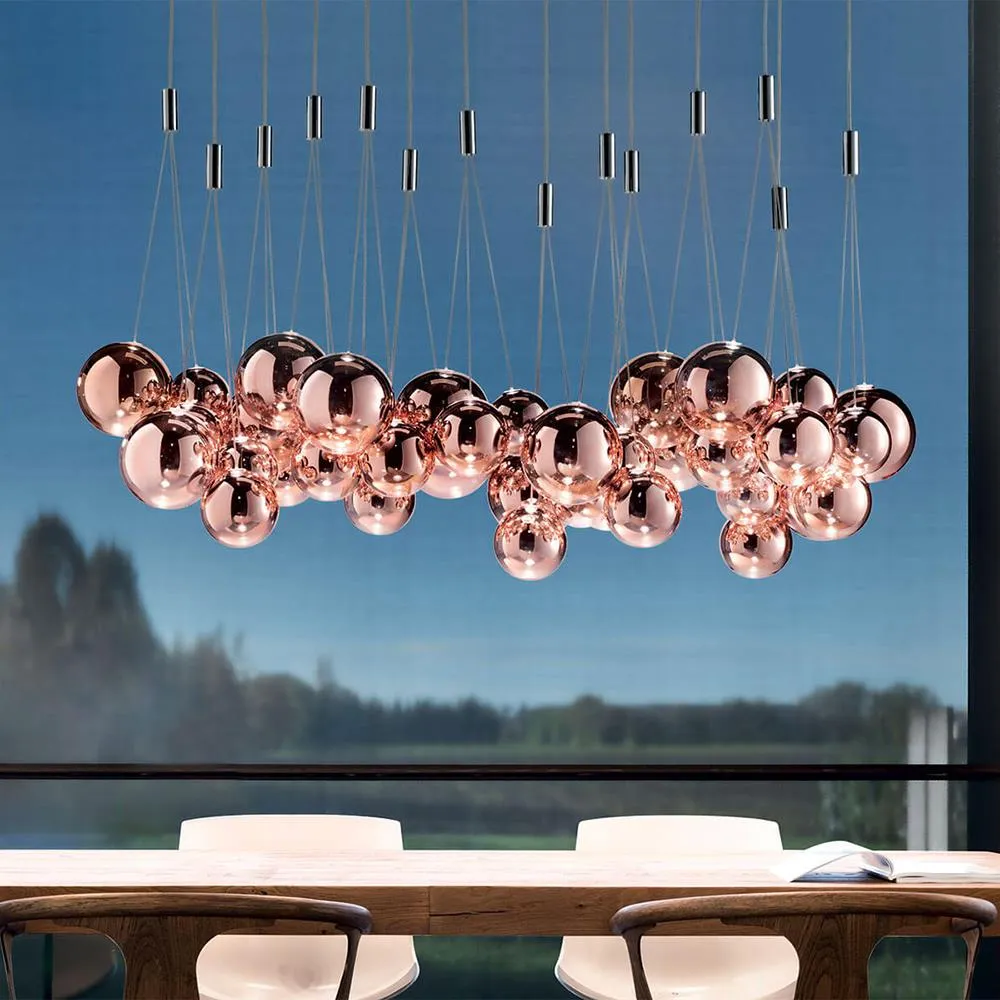 3-Light Cluster Pendant Light - Chrome, Glass