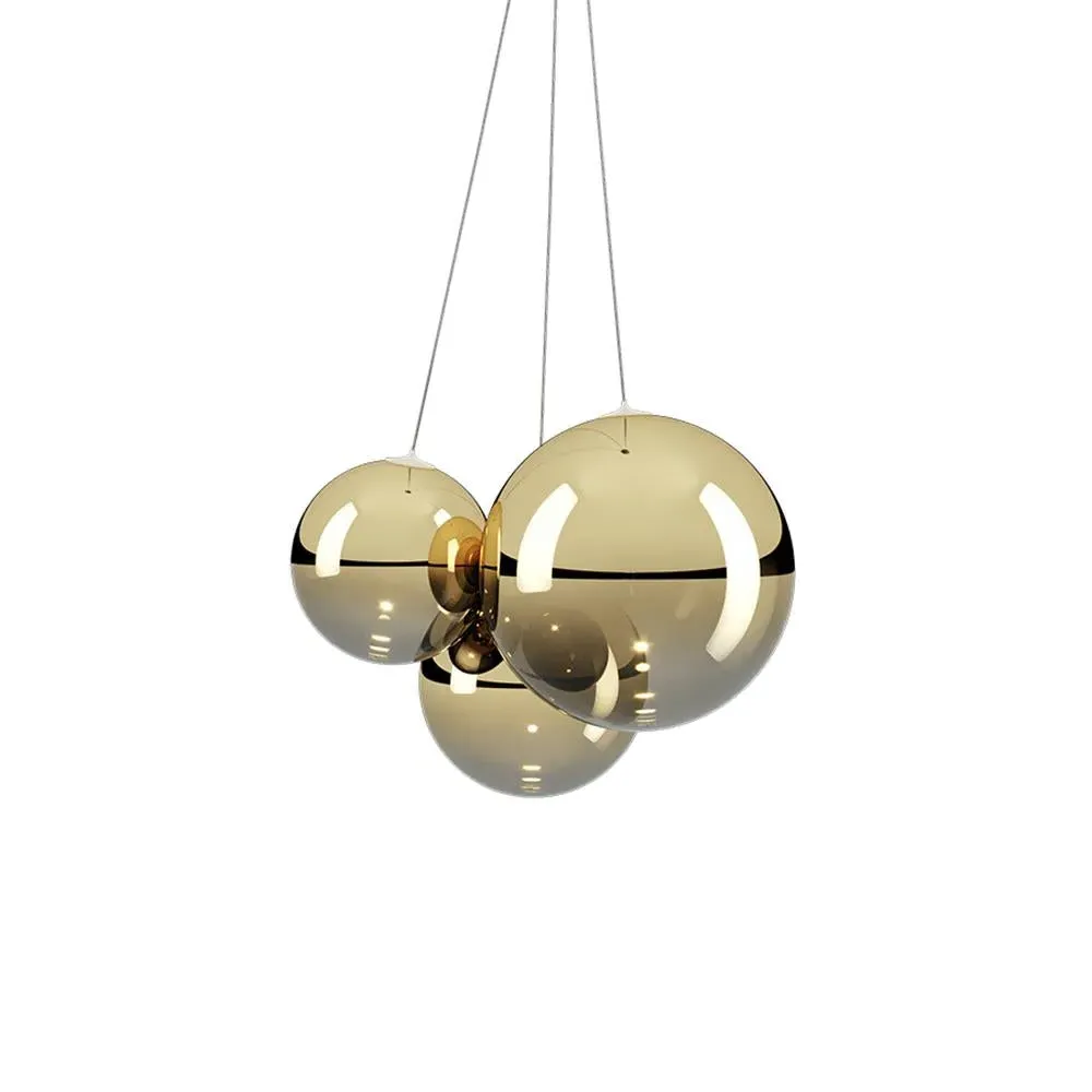 3-Light Cluster Pendant Light - Gold, Glass