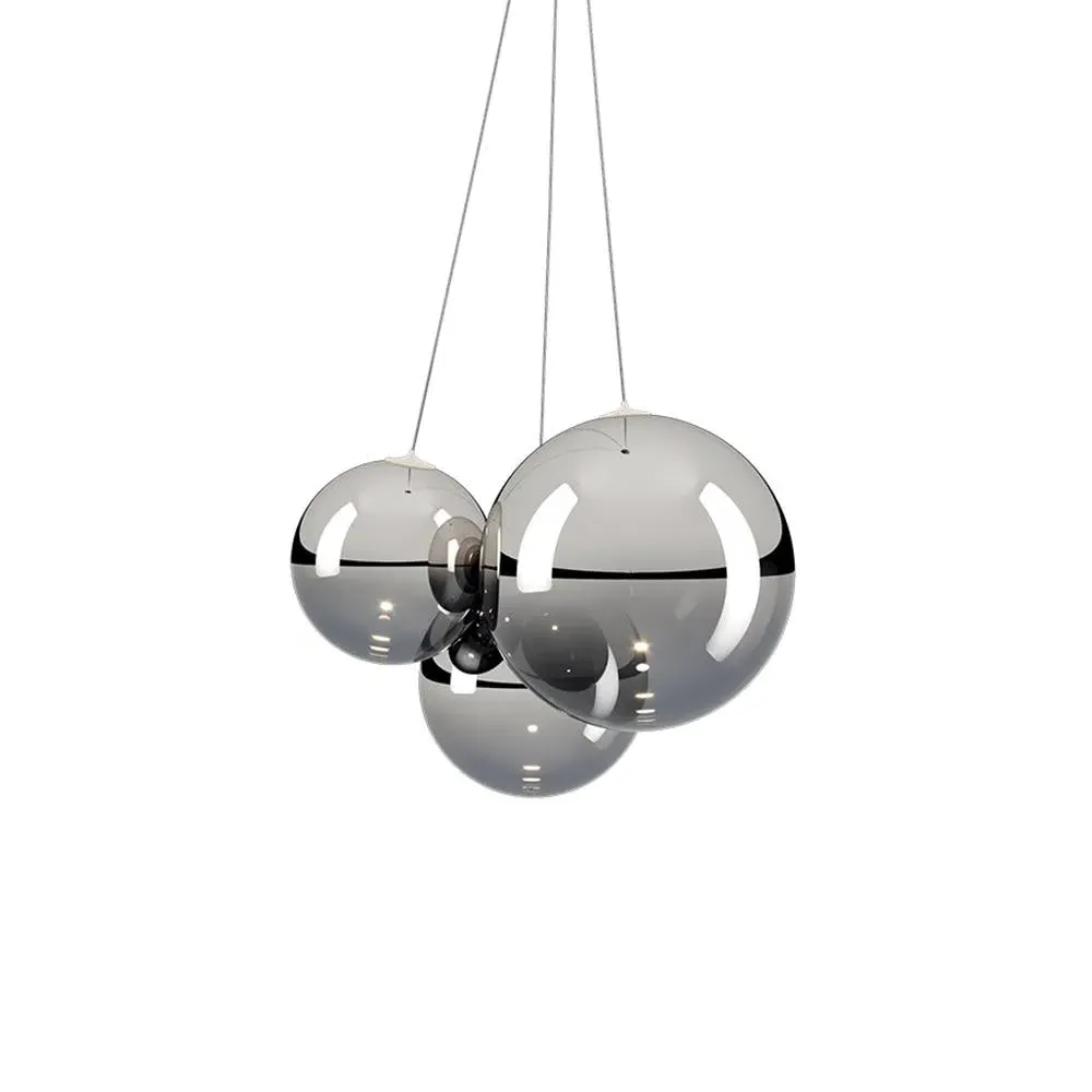 3-Light Cluster Pendant Light - Smoke, Glass