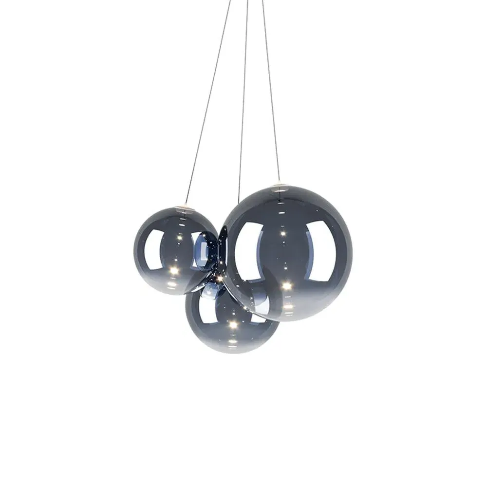 3-Light Cluster Pendant Light - Smoke, Glass