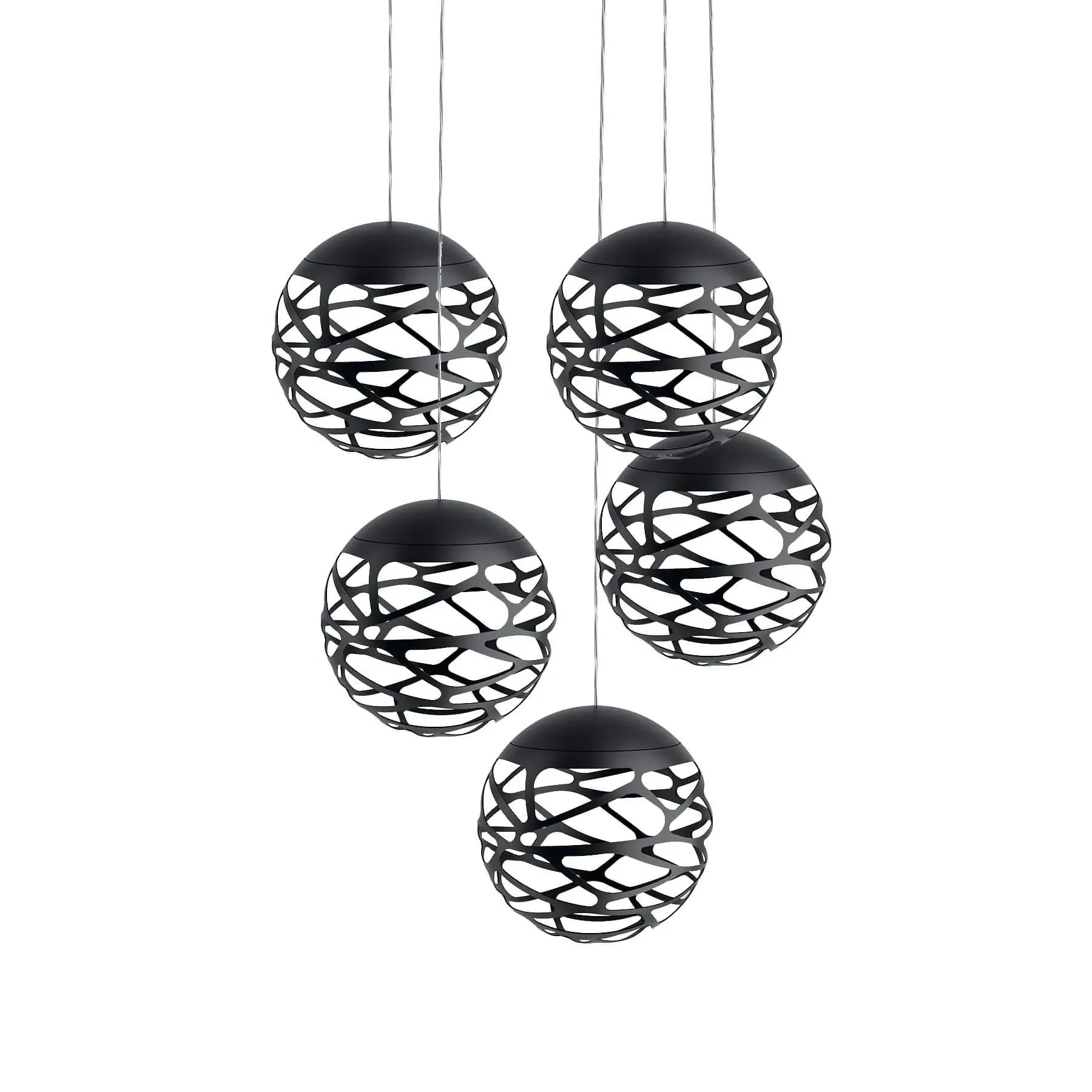 5-Light Cluster Pendant Light - Black, Metal image