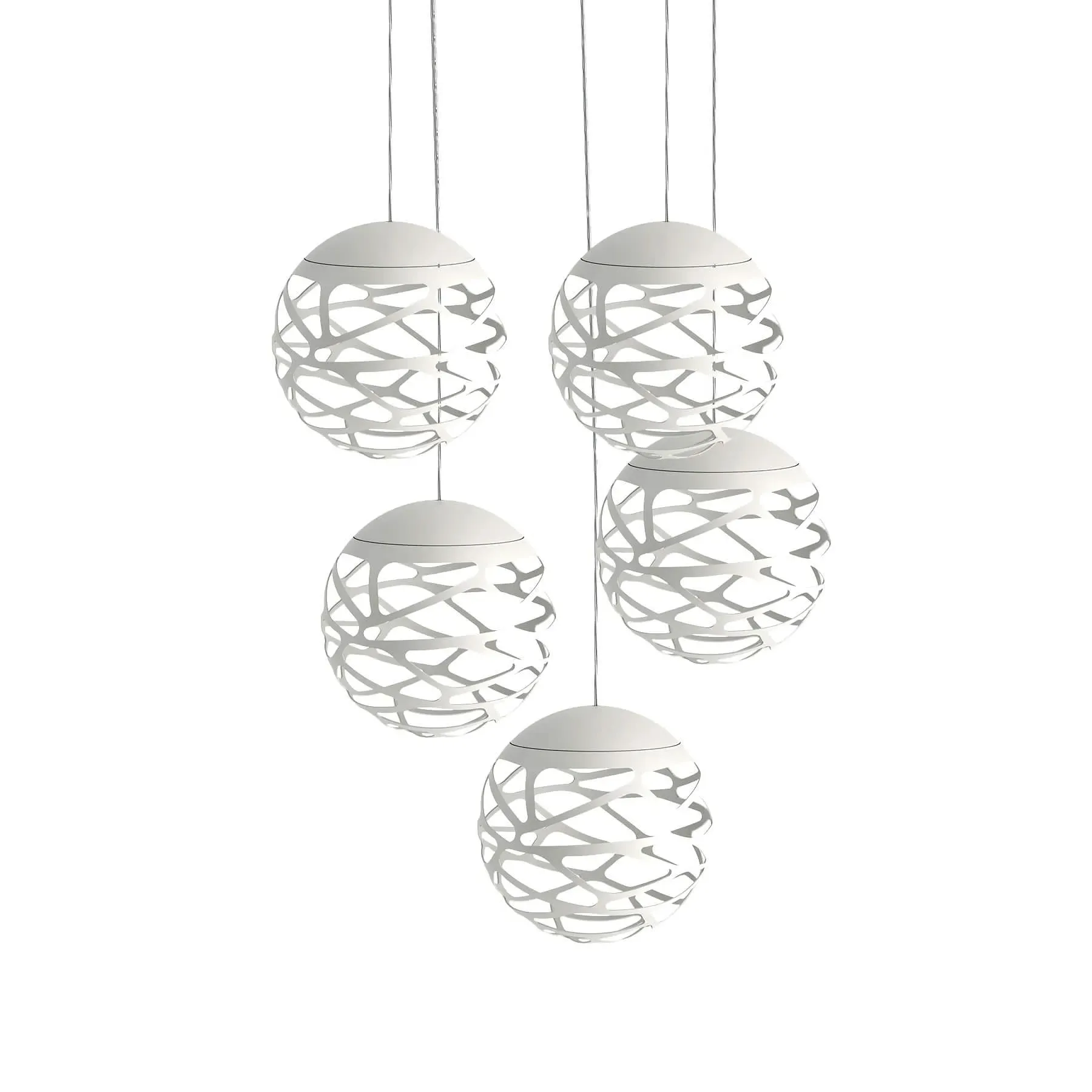 5-Light Cluster Pendant Light - White, Metal