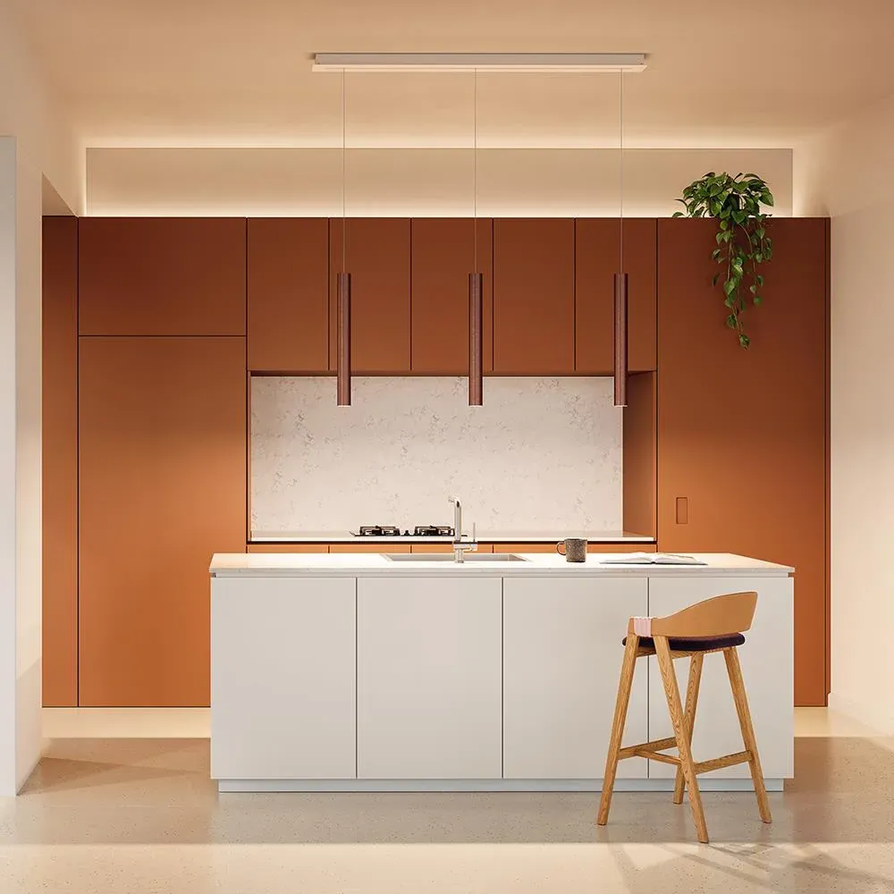 60cm Cylindrical Pendant Light - Bronze, Metal