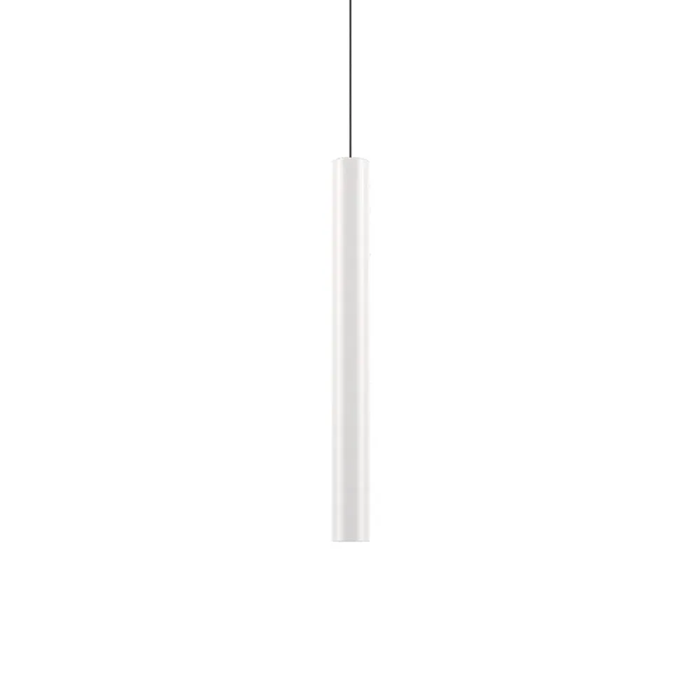 60cm Cylindrical Pendant Light - White, Metal