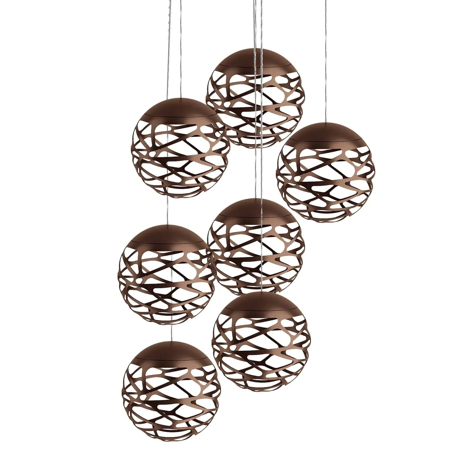 7-Light Cluster Pendant Light - Copper