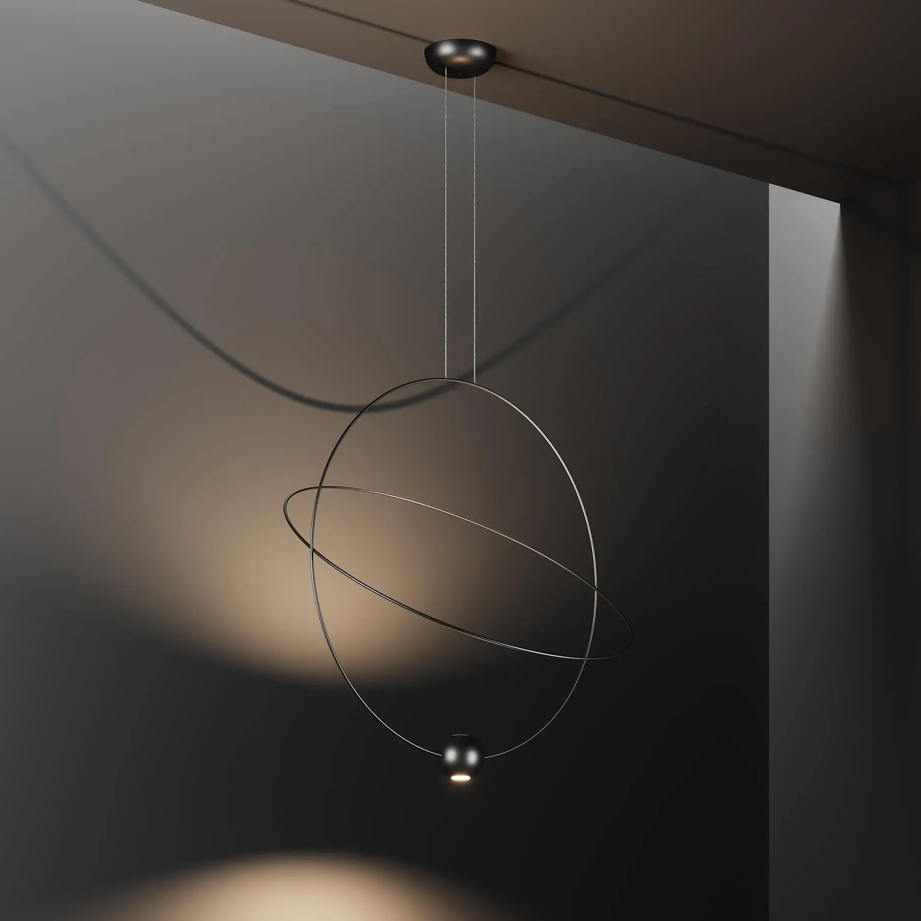 Large Pendant Light with Rings - Gold, Metal