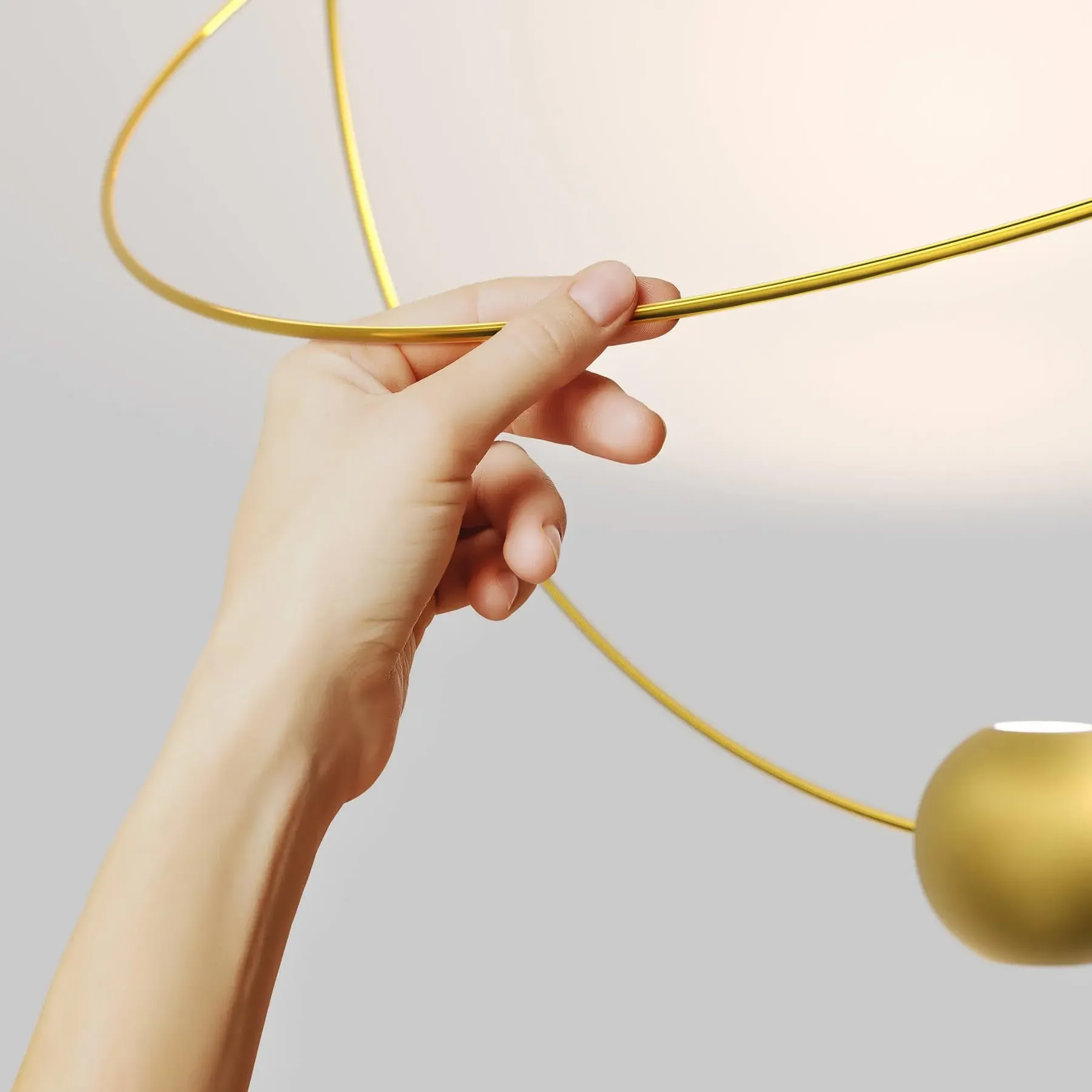 Medium Pendant Light with Rings - Gold, Metal