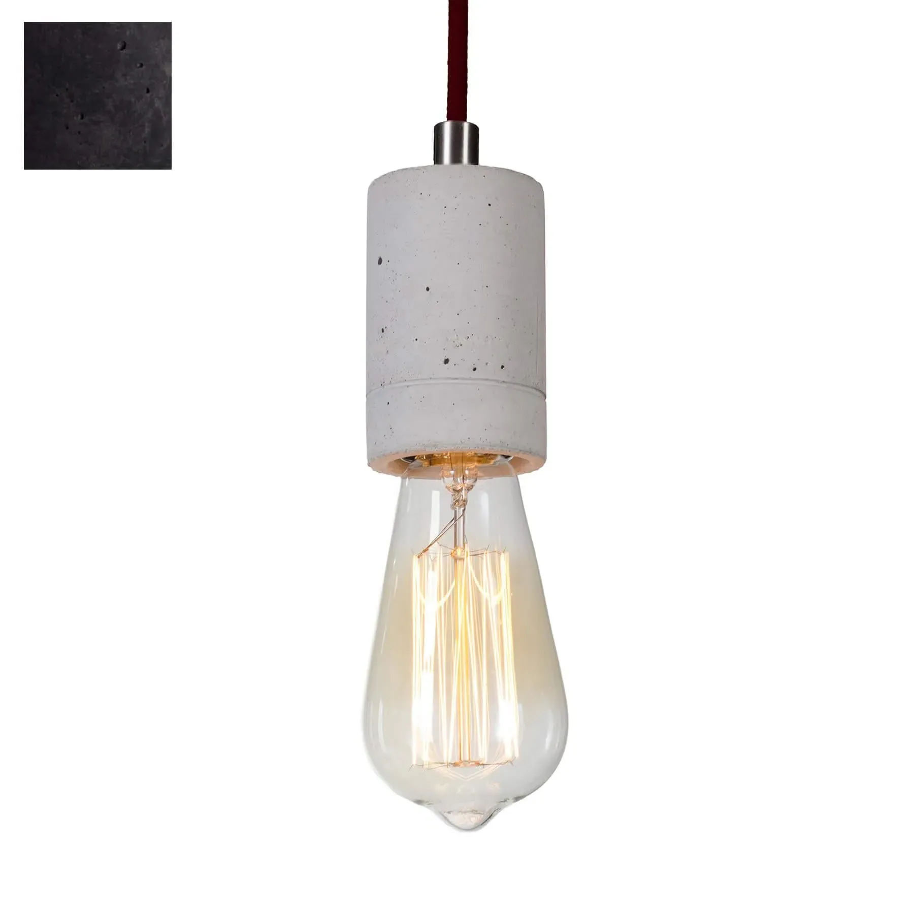 Cylindrical Pendant Light - Black, Concrete image