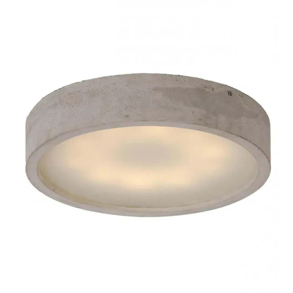 Flush Ceiling Light - Black, Concrete
