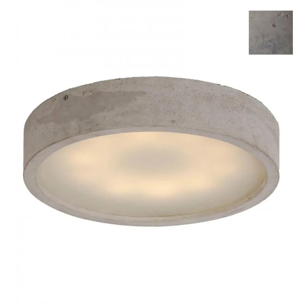 Flush Ceiling Light - Black, Concrete