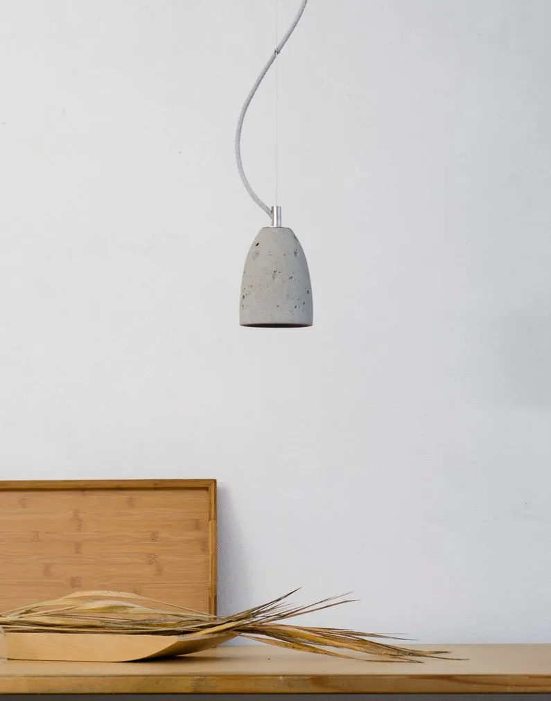 Small Pendant Light with Ceiling Rose - Natural, Concrete