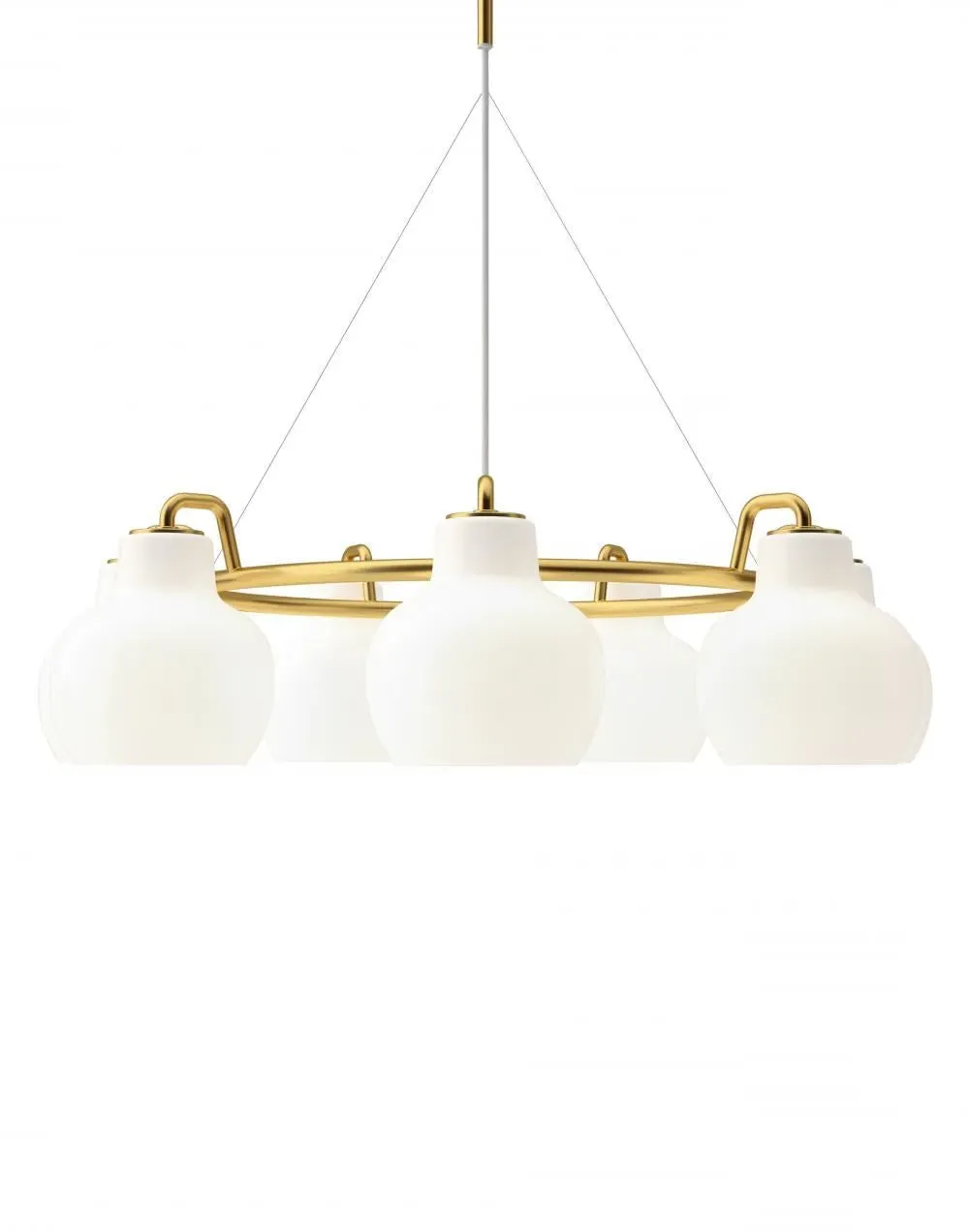 7-Light Chandelier - White, Opal Glass
