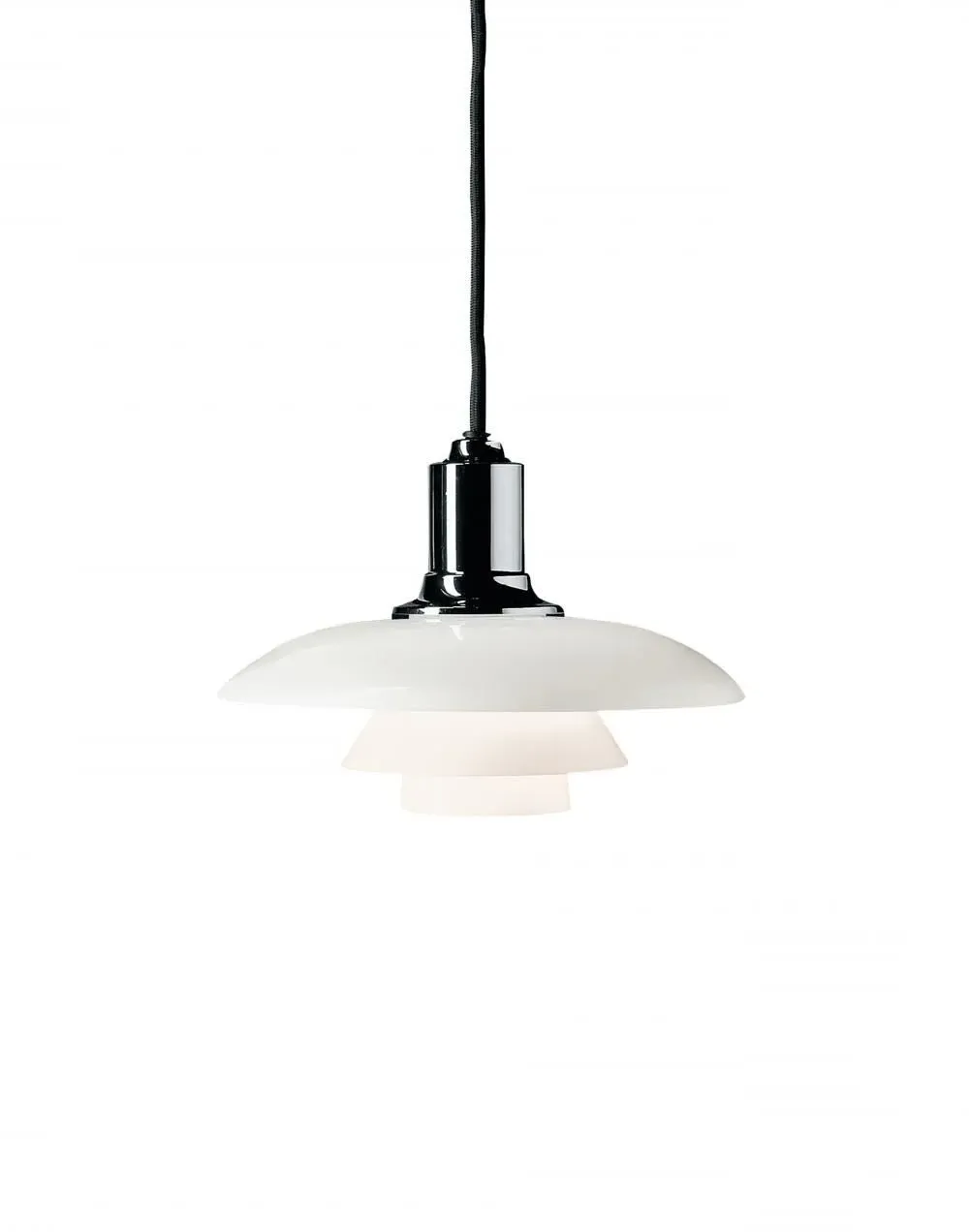 Glass Pendant Light - Chrome, Opal Glass