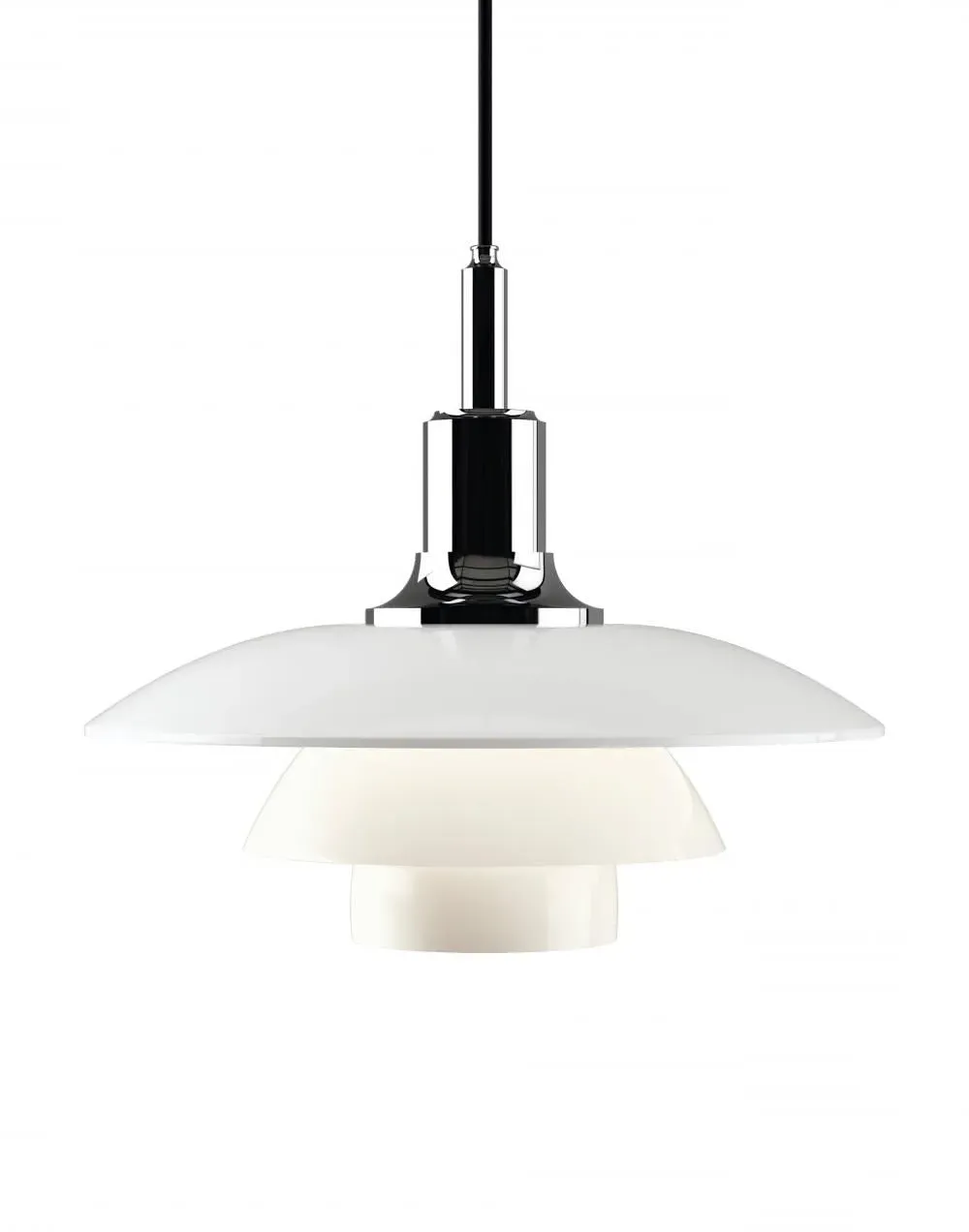 Glass Pendant Light with Three Shades - Black
