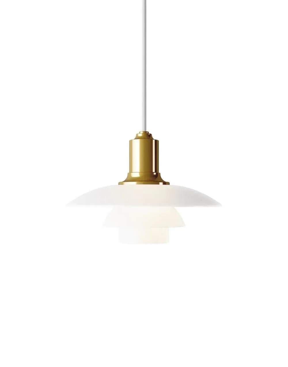 Glass Pendant Light with Three Shades - Brass