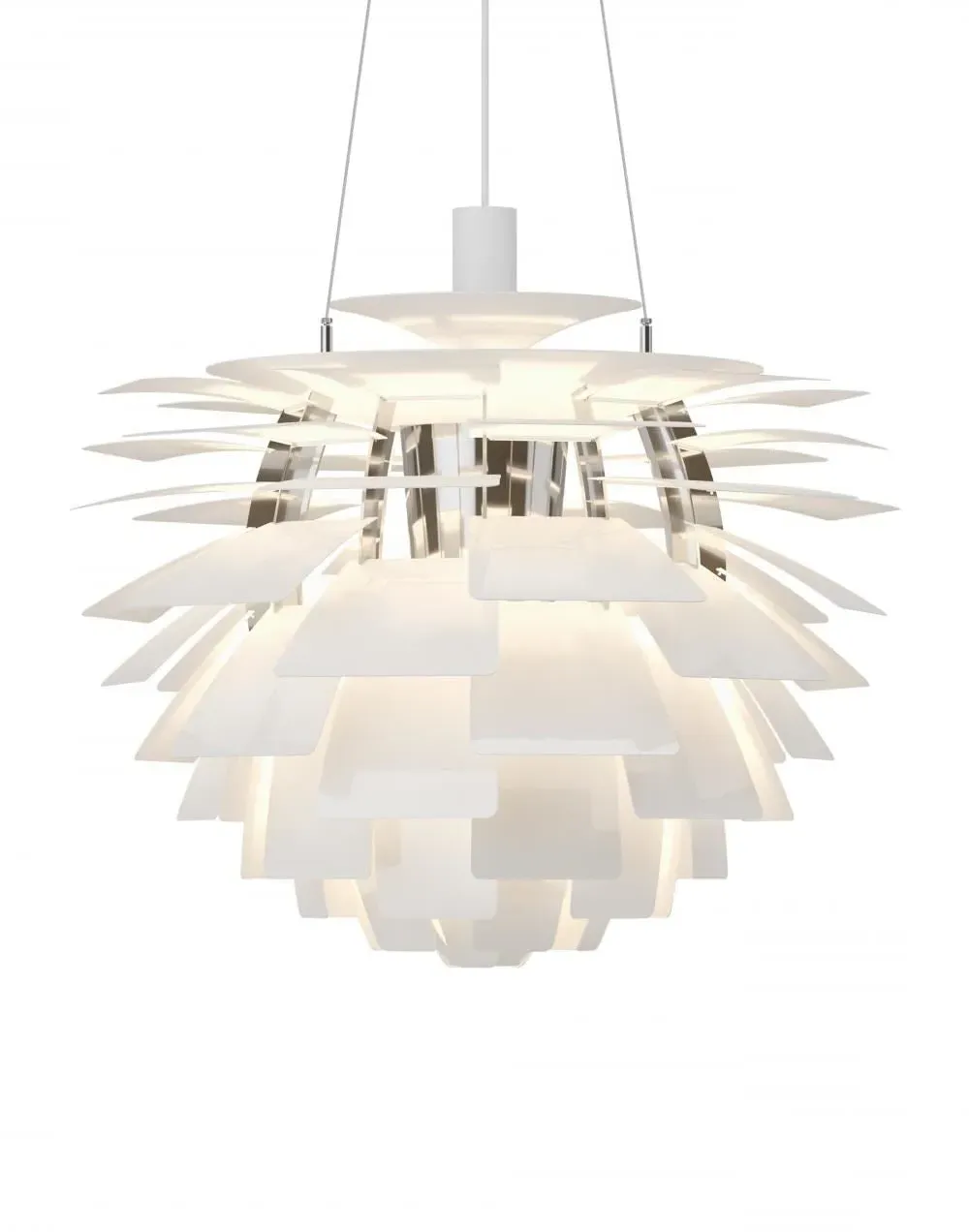 Large Artichoke Pendant Light - White, Steel