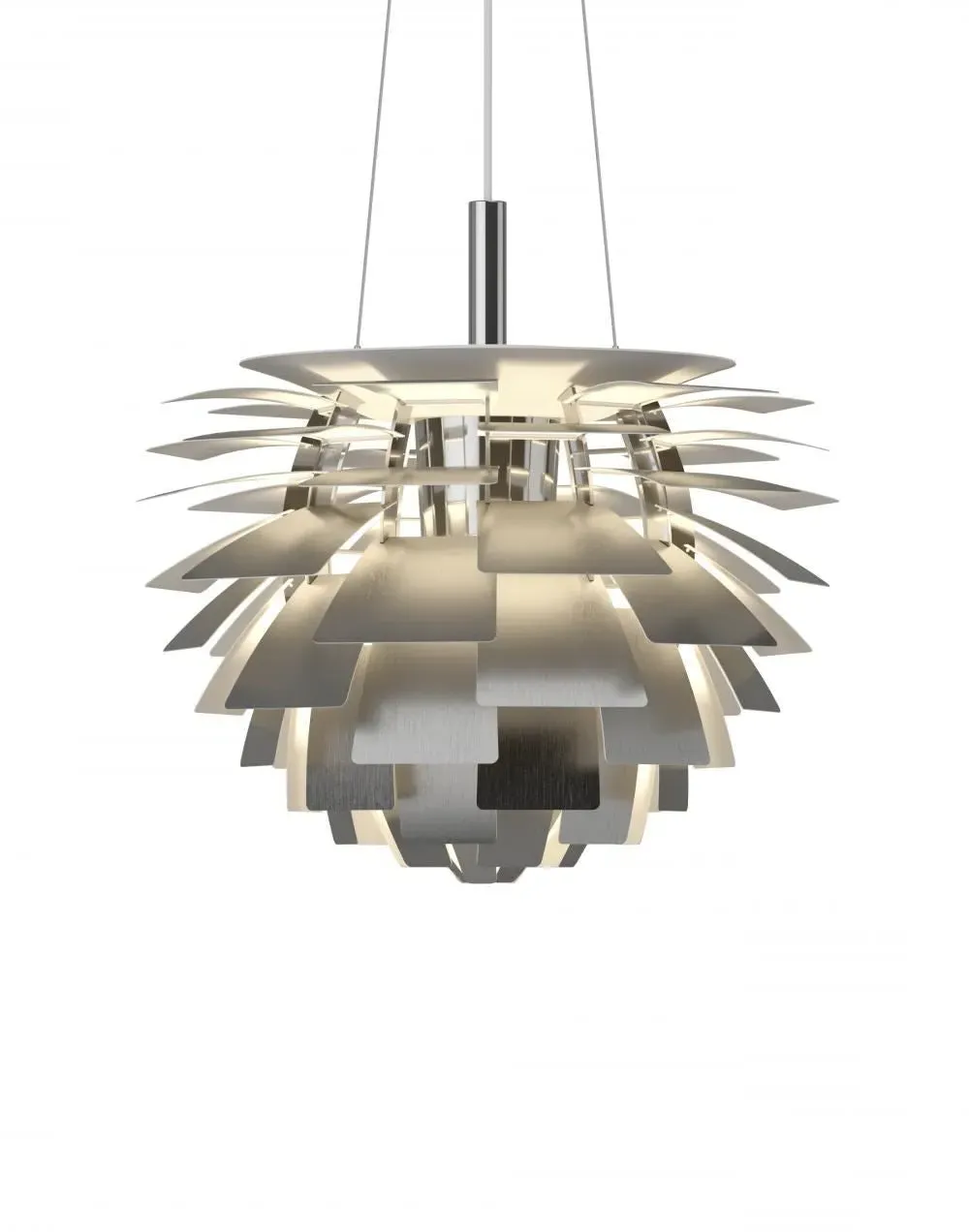 Large Pendant Light with Leaves - Steel