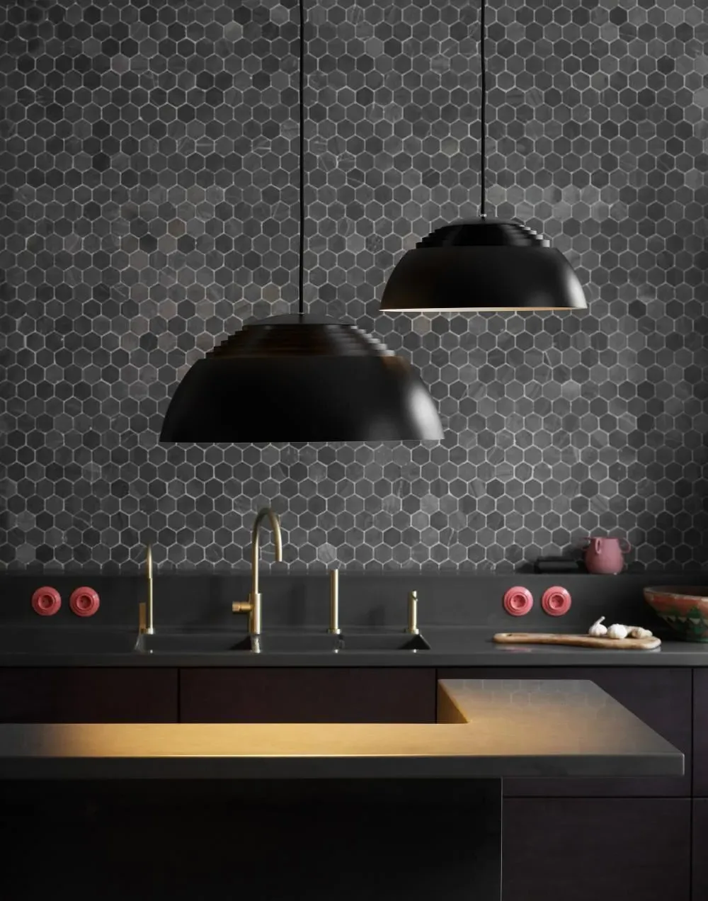 Large Pendant Light with LED - White, Metal