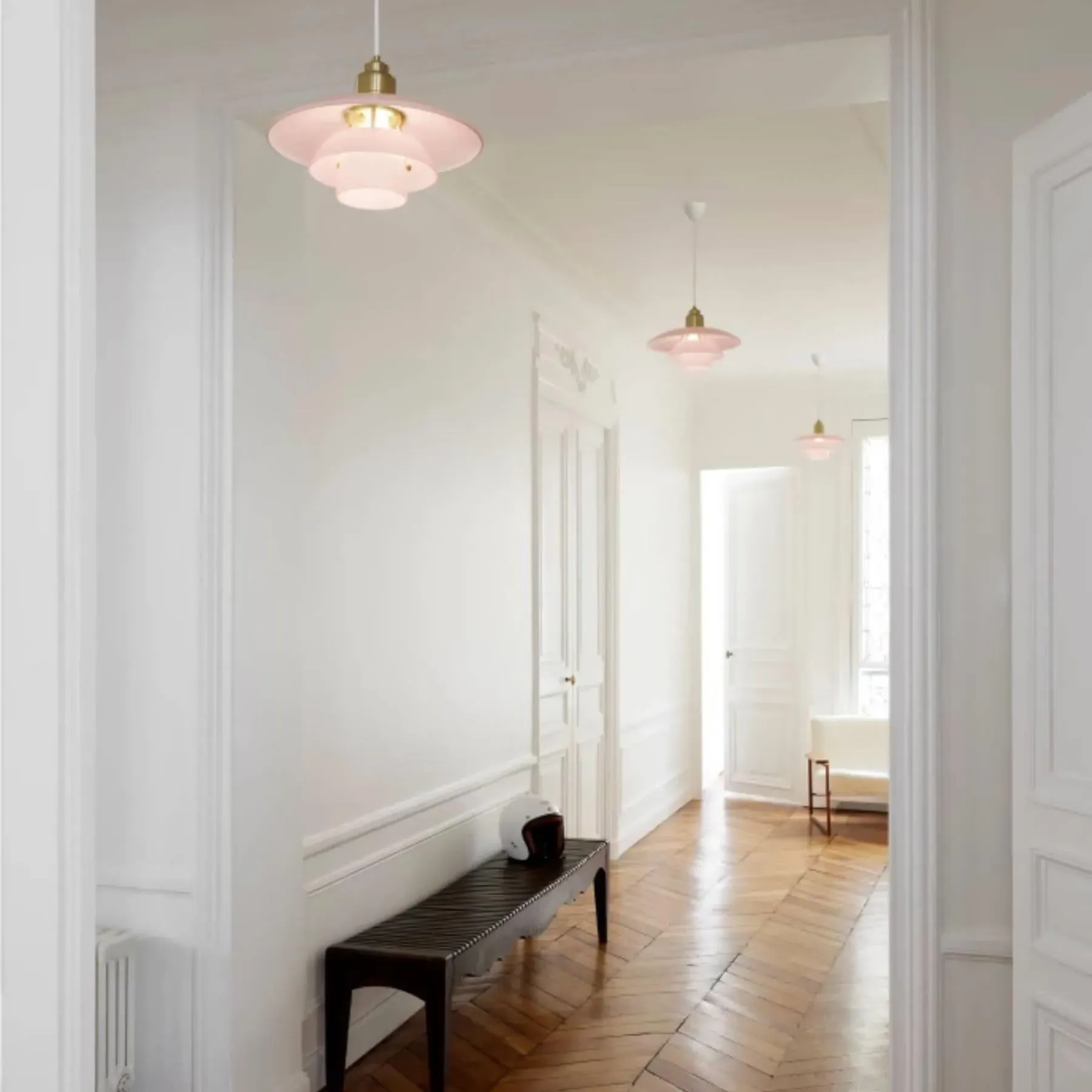 PH 3 1/2-3 Pendant Light - Pale Rose, Glass