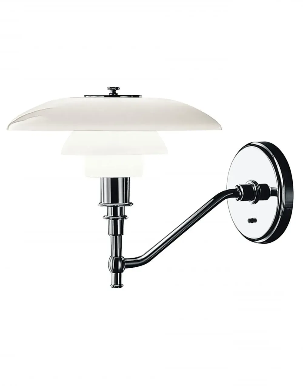 PH 3/2 Wall Light - Chrome, Opal Glass
