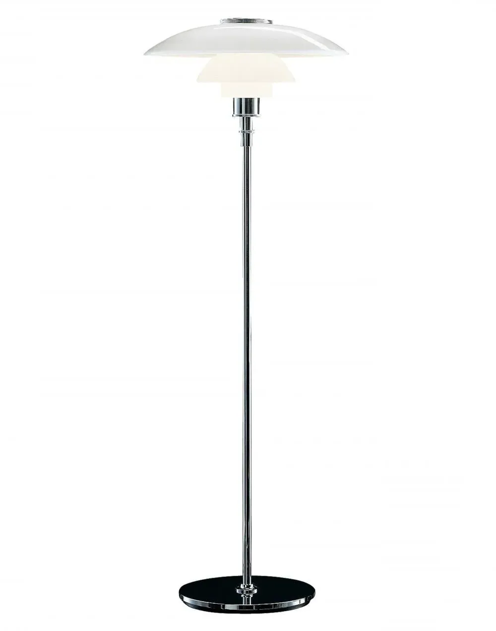 Small Floor Lamp with Glass Shade - Chrome