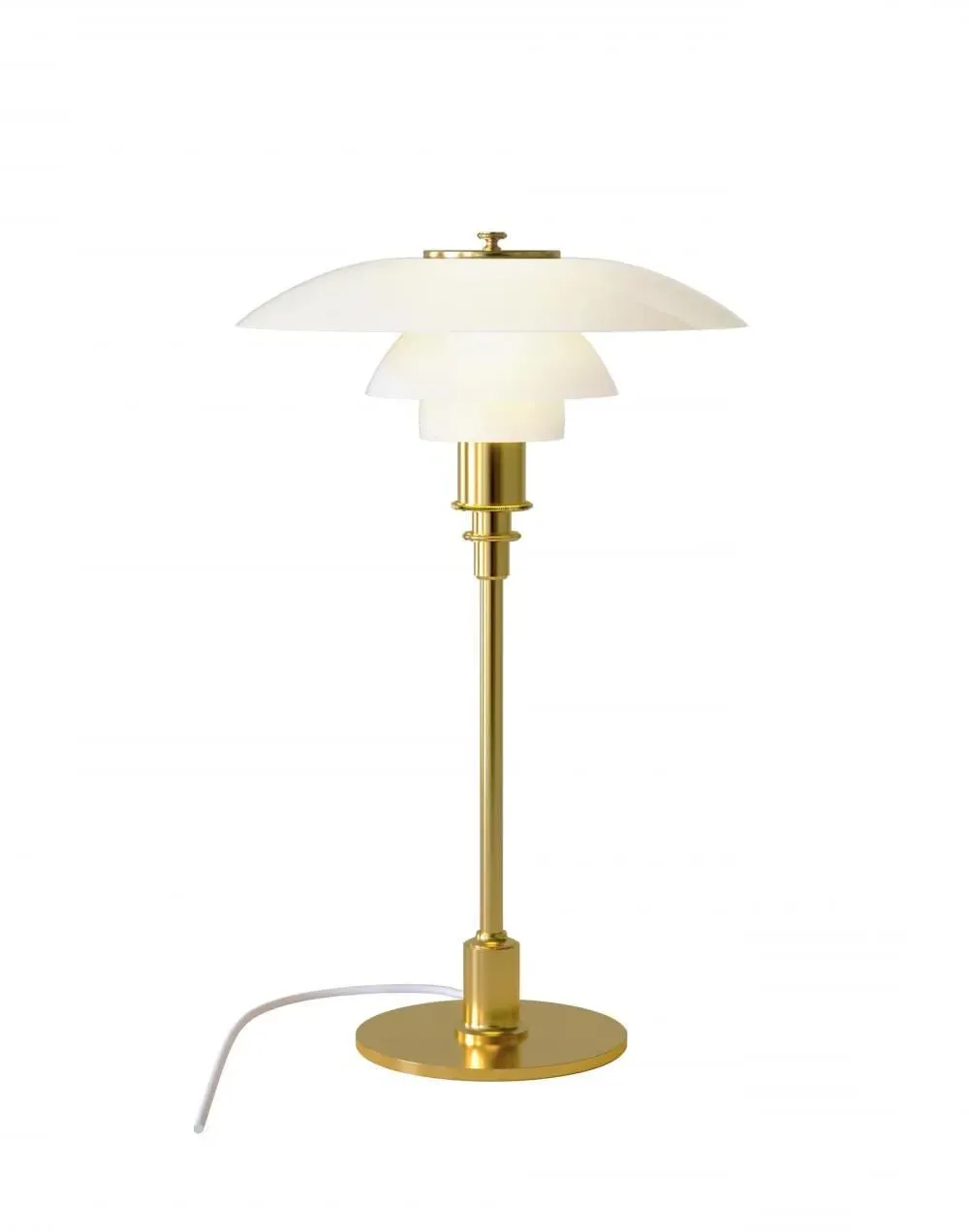 Table Lamp with Glass Shade - Brass, Metal