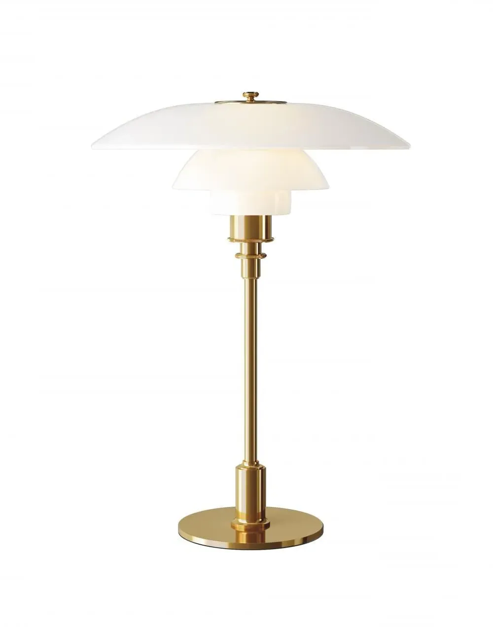 Table Lamp with Glass Shade - Brass, Metal
