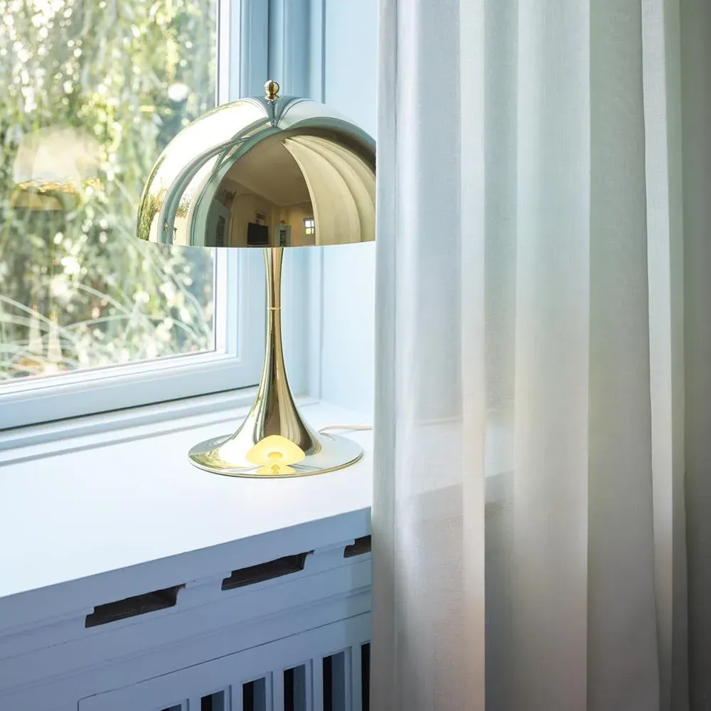 Table Lamp with Hemispherical Shade - Brass, Acrylic