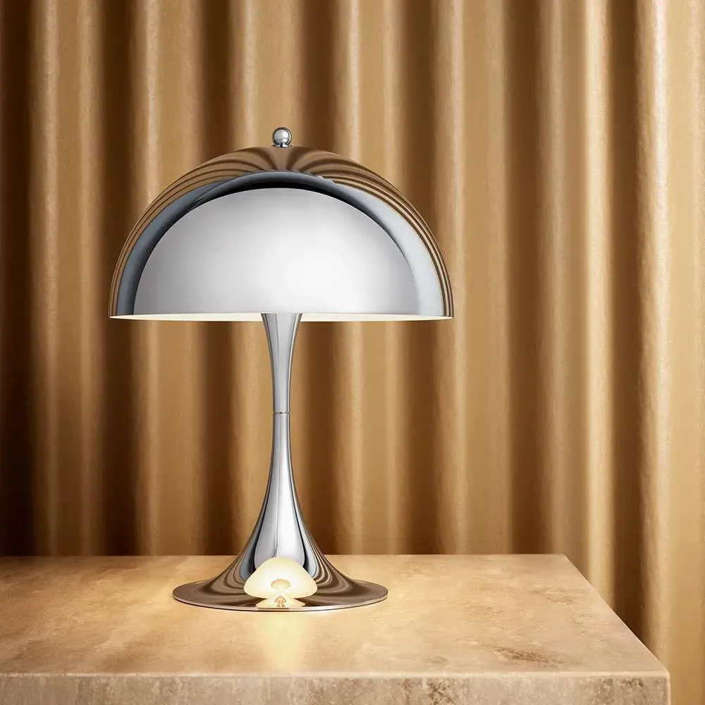 Table Lamp with Hemispherical Shade - Chrome, Acrylic