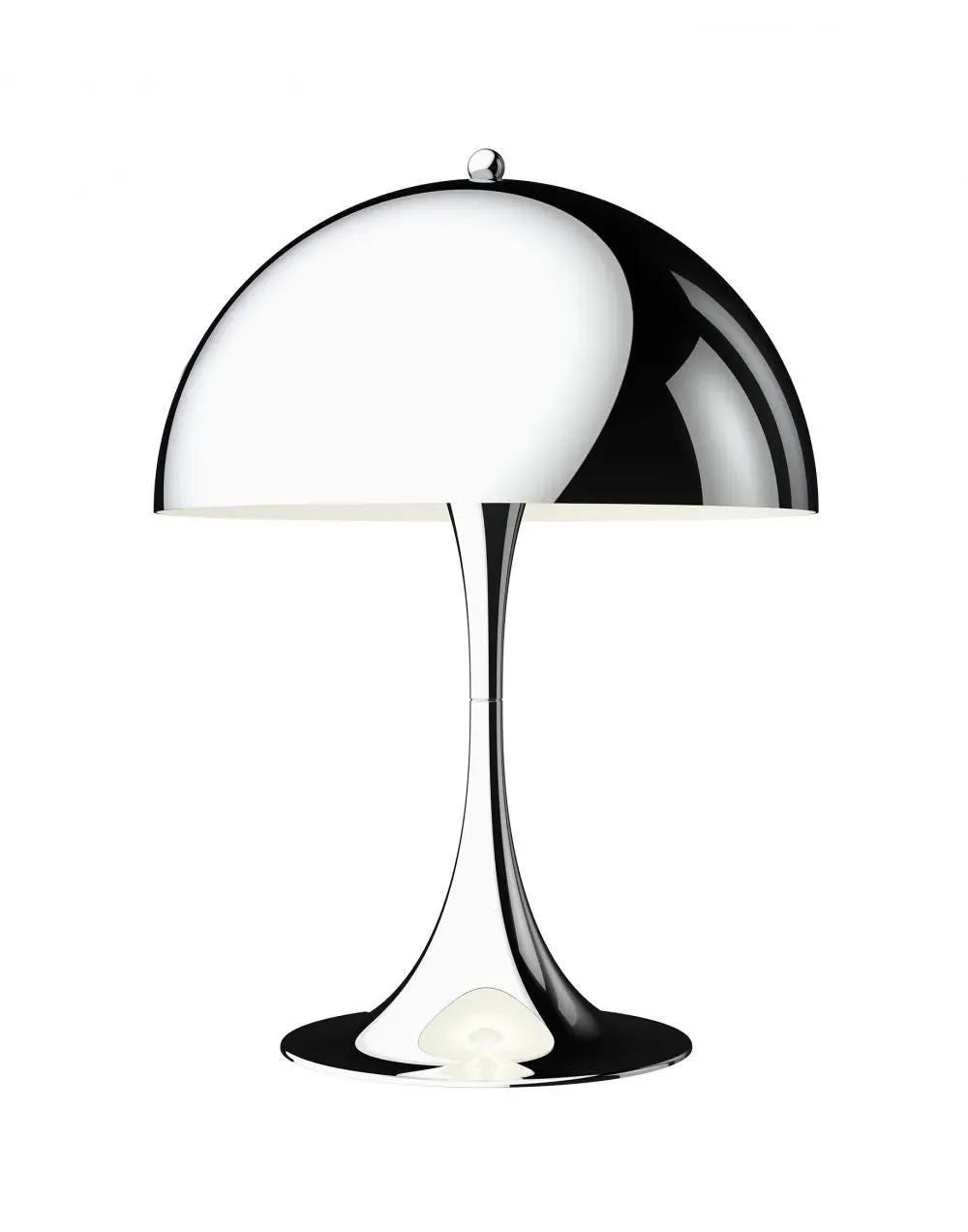 Table Lamp with Hemispherical Shade - Chrome, Acrylic