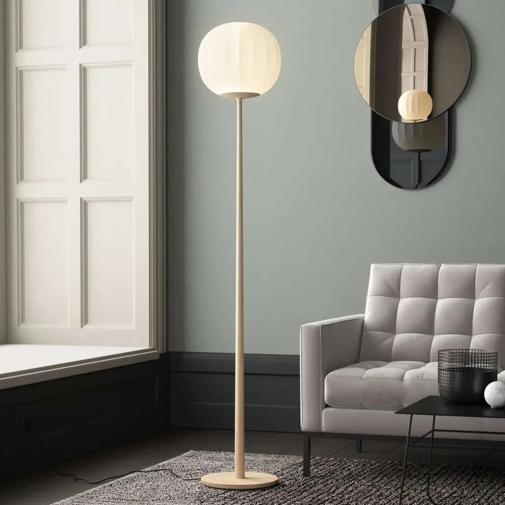 Medium Floor Lamp - Opaline Glass, Wood
