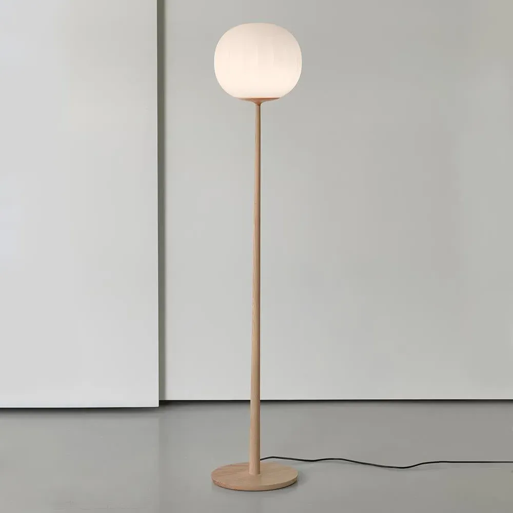 Medium Floor Lamp - Opaline Glass, Wood image